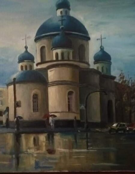 Картина, пейзаж «Свято-Михайловский собор», масло